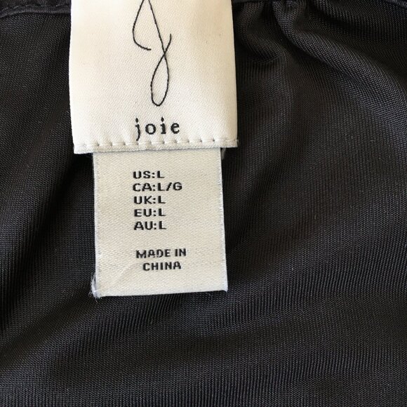 JOIE Black Velvet/Velour Perforated Cut Out Long Sleeve Slit Hem Shirt - Picture 2 of 10